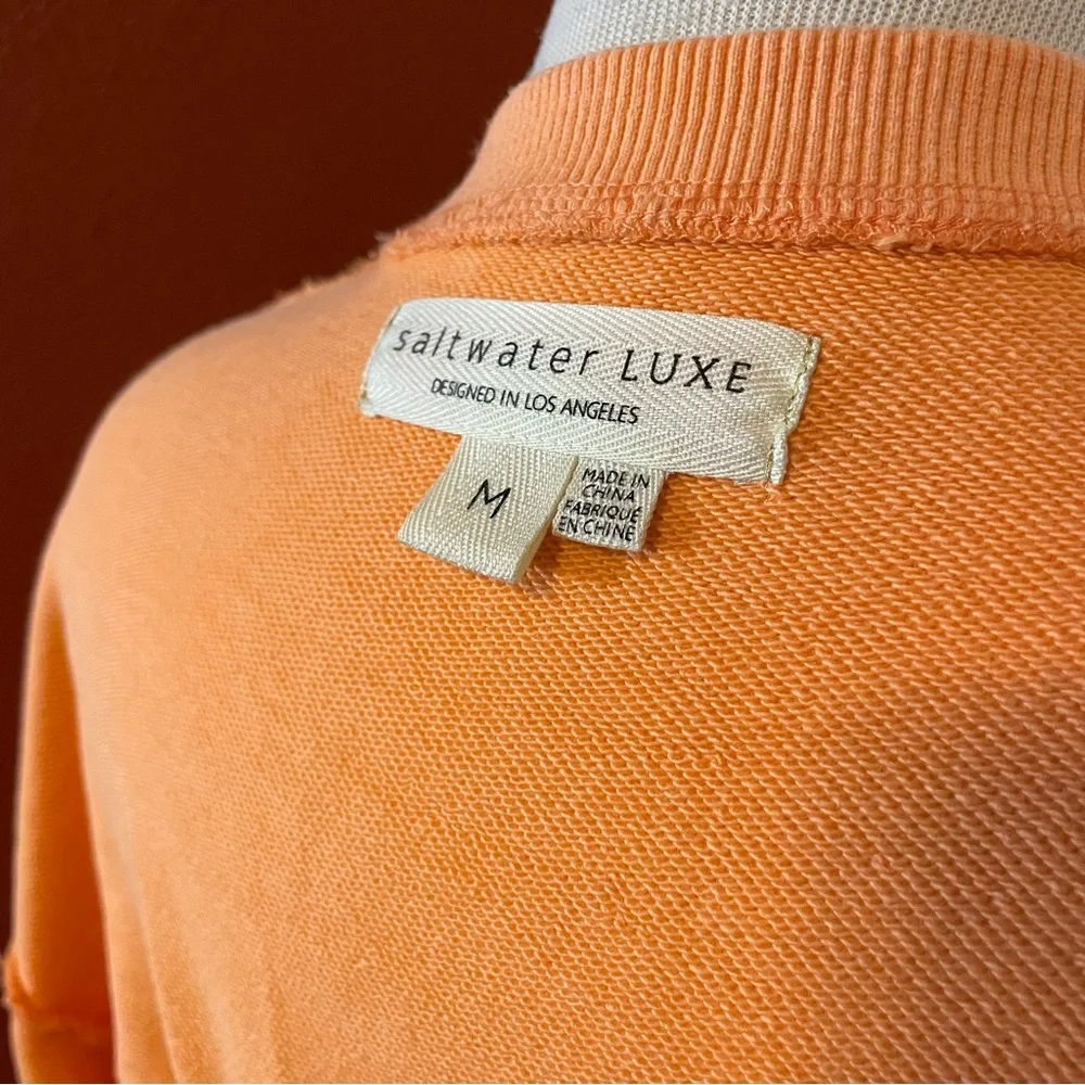 Saltwater Luxe Women’s The Perry Orange Heart Pullover Slouchy‎ Crew Sweater - Picture 3 of 5